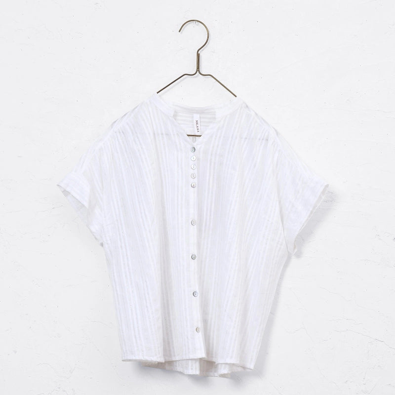 Lurex Stripe Gathered Blouse