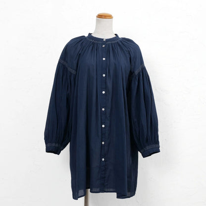 Cotton Gauze Shirring Gather Blouse