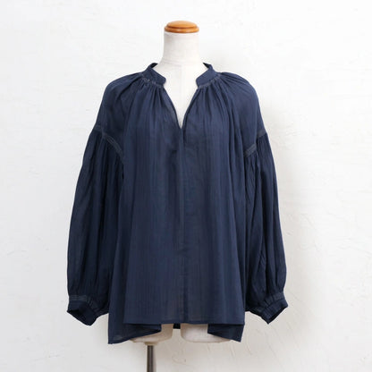 Cotton Gauze Shirring Gather Pullover