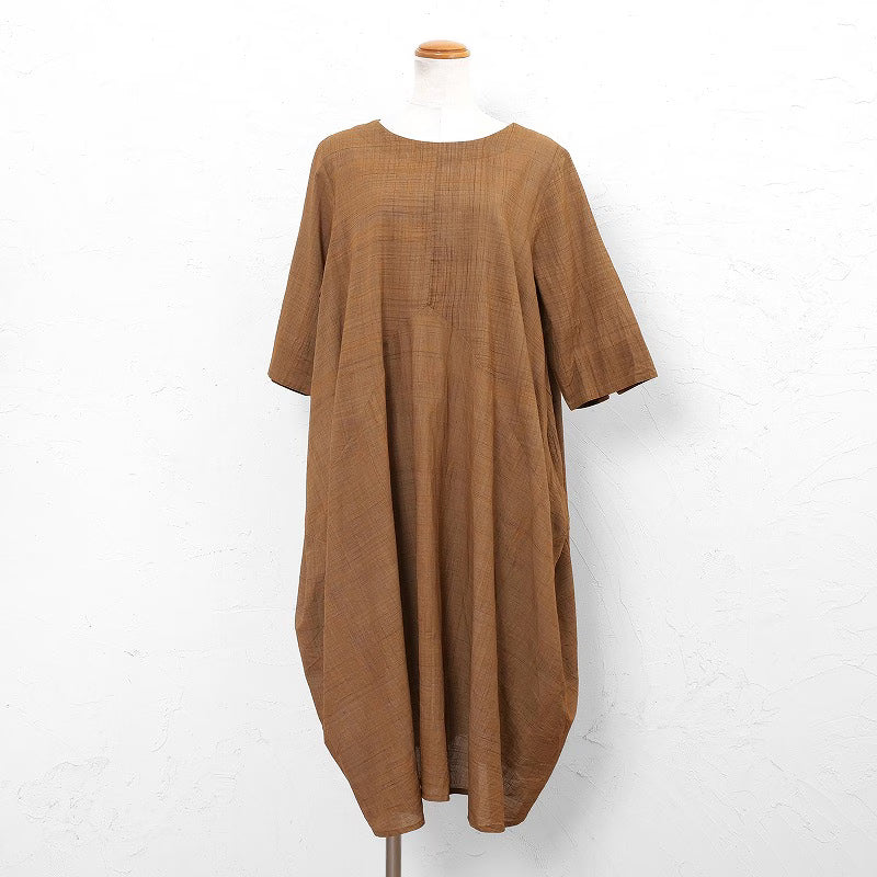 Cotton Hand Brushing Asymmetrical Dress