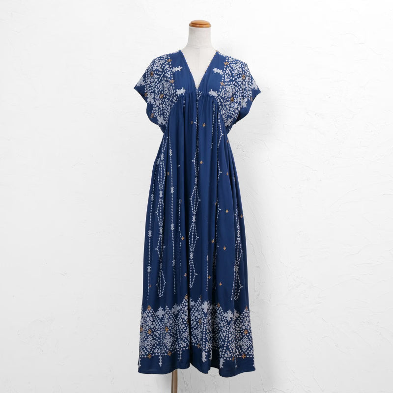 Rayon Rhombus Line Print Dress