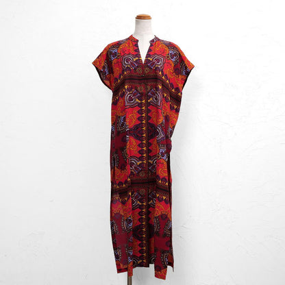 Rayon Skipper French Sleeve Long Print Open Dress