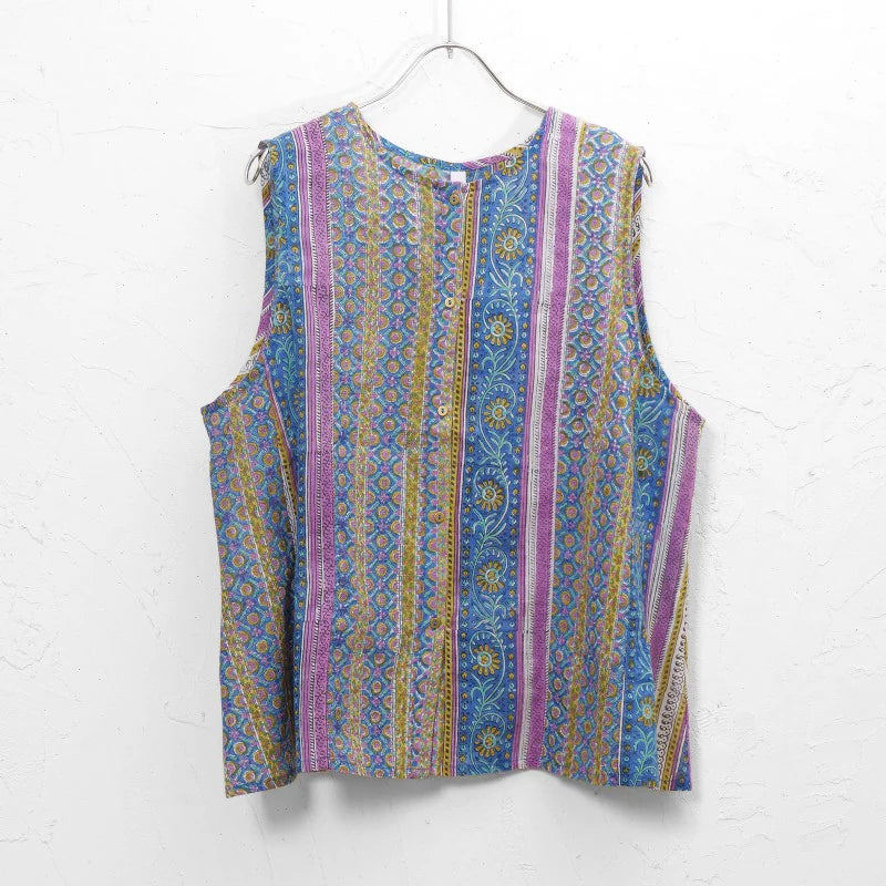 Floral Stripe Sleeveless Blouse