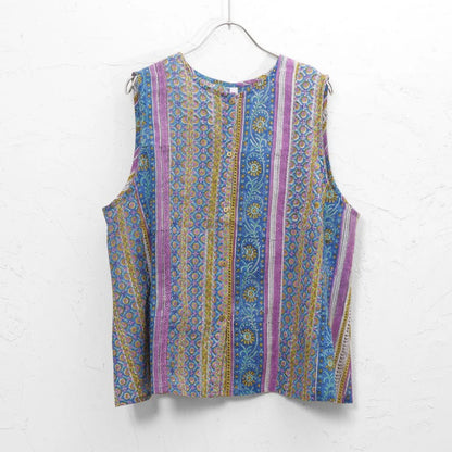 Floral Stripe Sleeveless Blouse