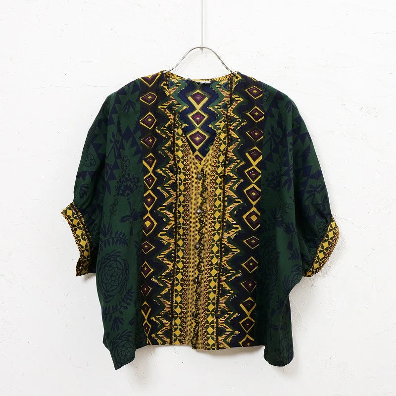 Rayon Mix Print Puff Sleeve Blouse