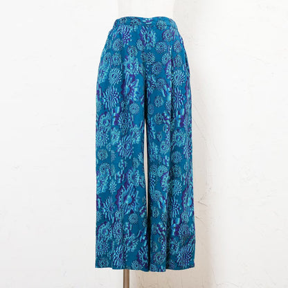 Terry Voile Flower Gradient Print Tuck Pants