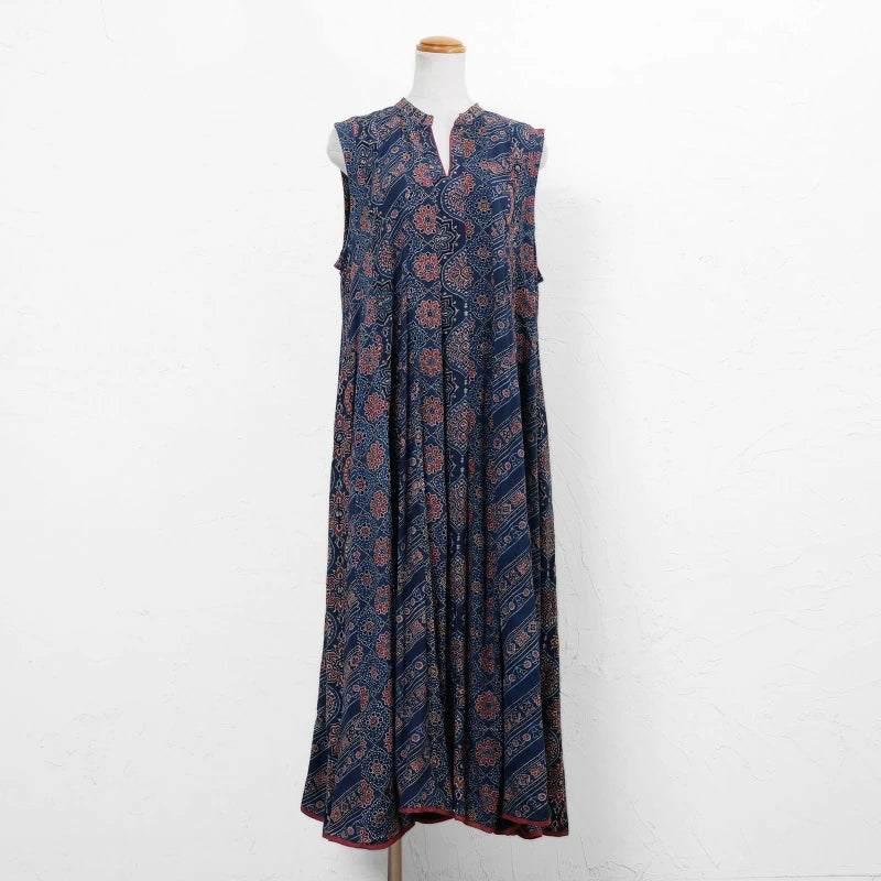 Rayon Ajrakh Vertical Seam Dress
