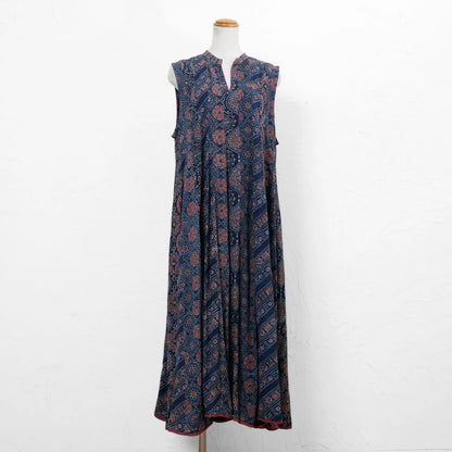 Rayon Ajrakh Vertical Seam Dress