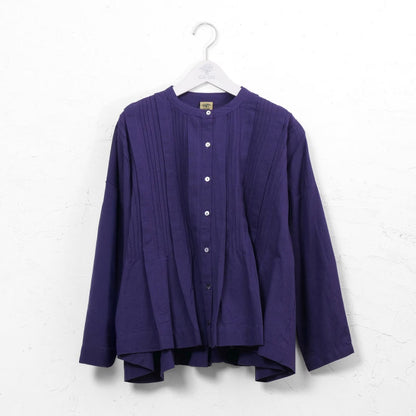 Linen-Blend Pintuck Short Blouse