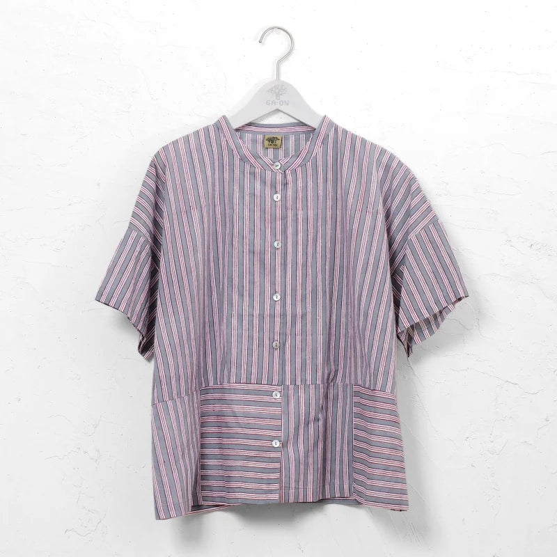 Block Print Stripe Short Blouse