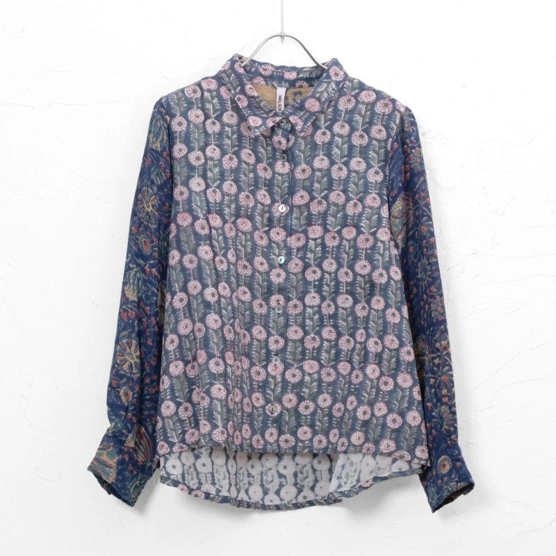 Block Print Double Gauze Shirt Blouse N