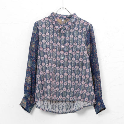 Block Print Double Gauze Shirt Blouse N