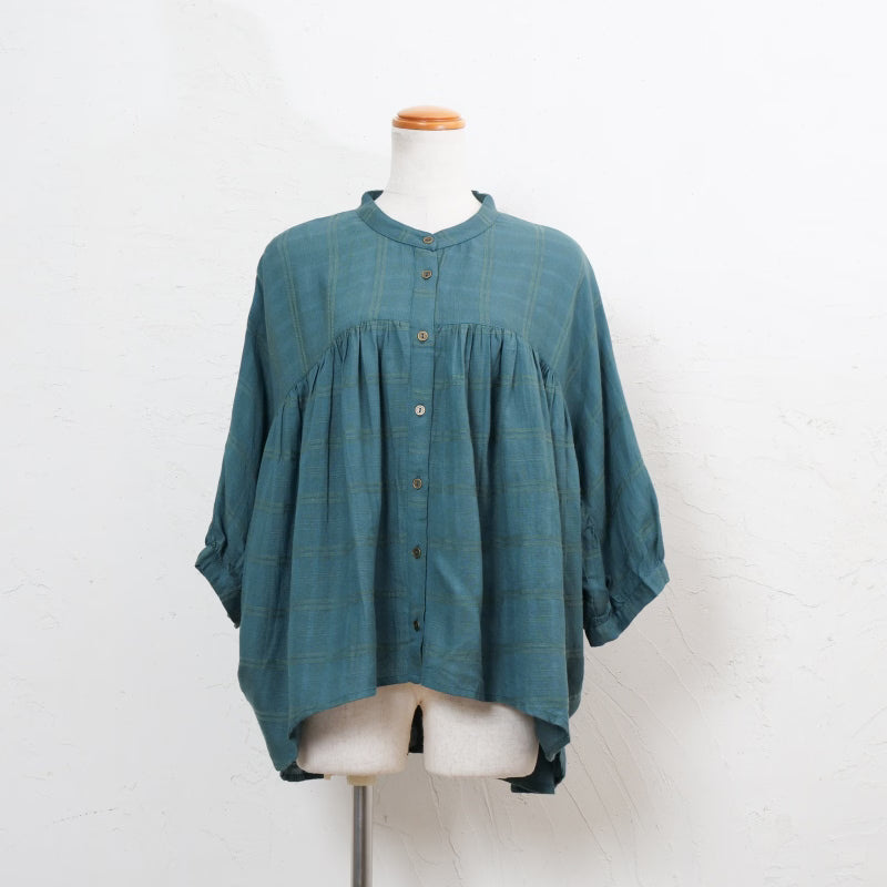 Rayon Jacquard Gathered Blouse