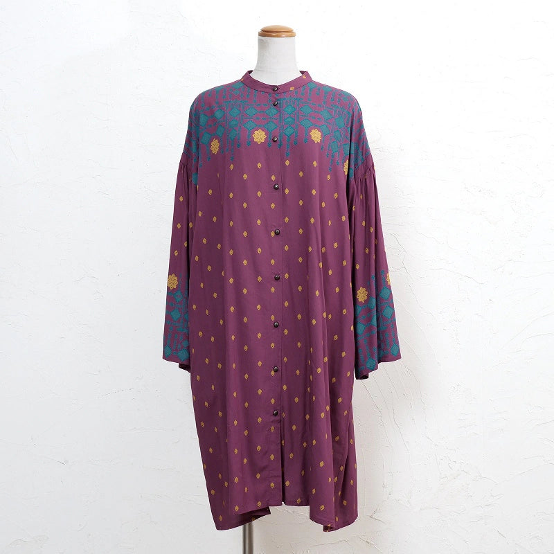Rayon Nordic Print Front-Open Dress