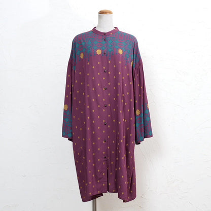 Rayon Nordic Print Front-Open Dress