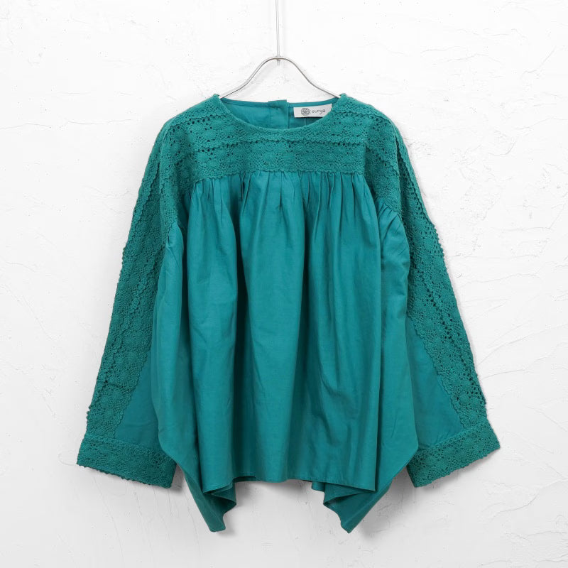Cotton Solid & Lace Pullover