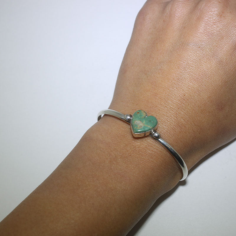 Hart turquoise zilveren armband