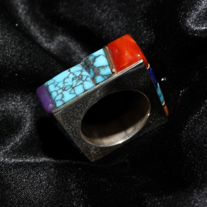 14K Lone Mountain Inlay Ring by Wes Willie size 7.5