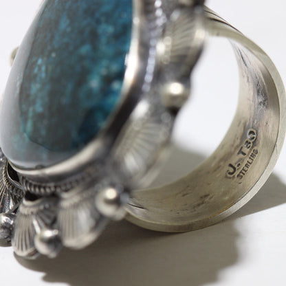 Chrysocolla-Ring von Justine Tso - Größe 9