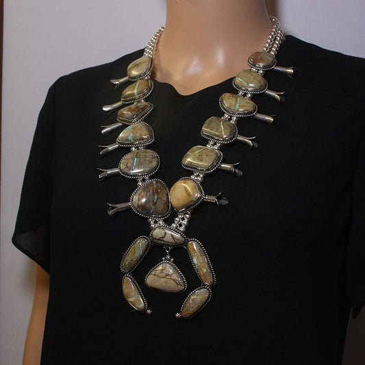 Boulder Turqouise Squash Blossom Necklace