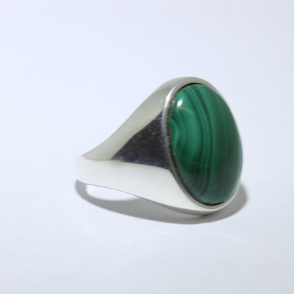 Anello con gambo fuso in malachite taglia 9