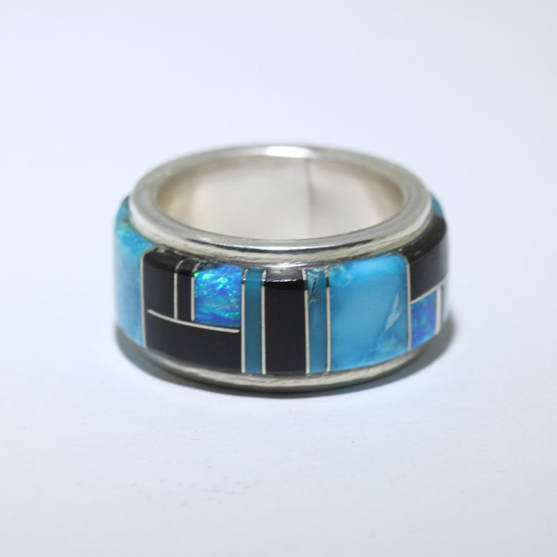 Bague avec incrustation par Herman Smith Jr taille 10