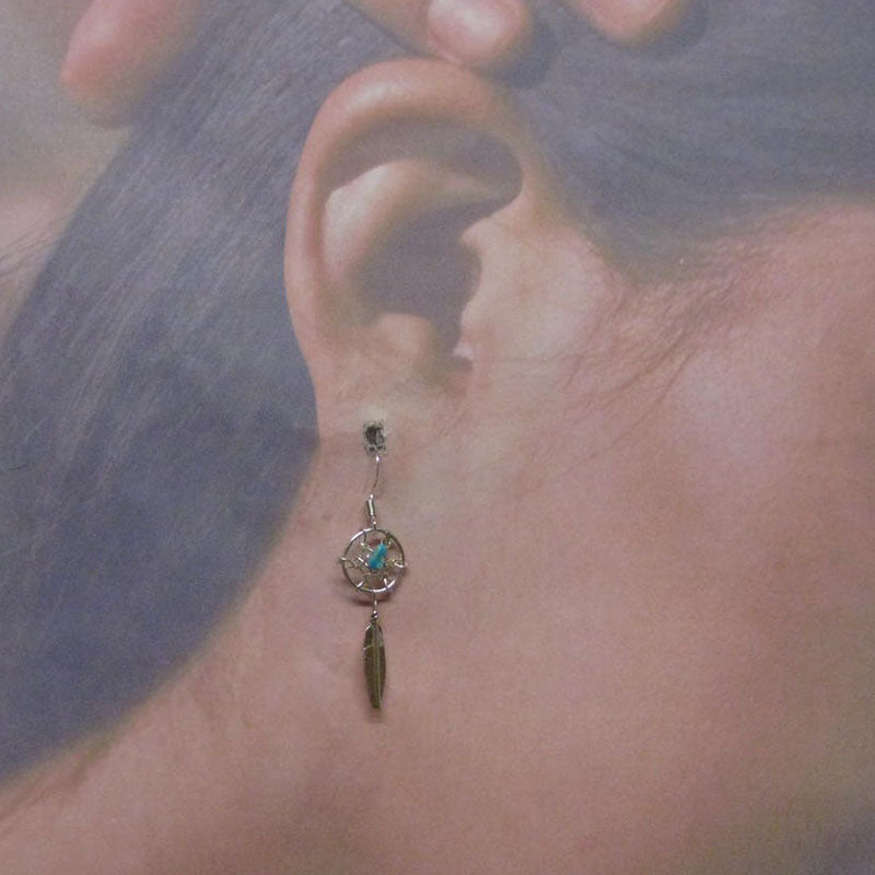 Silberne Traumfänger-Ohrringe von den Navajo