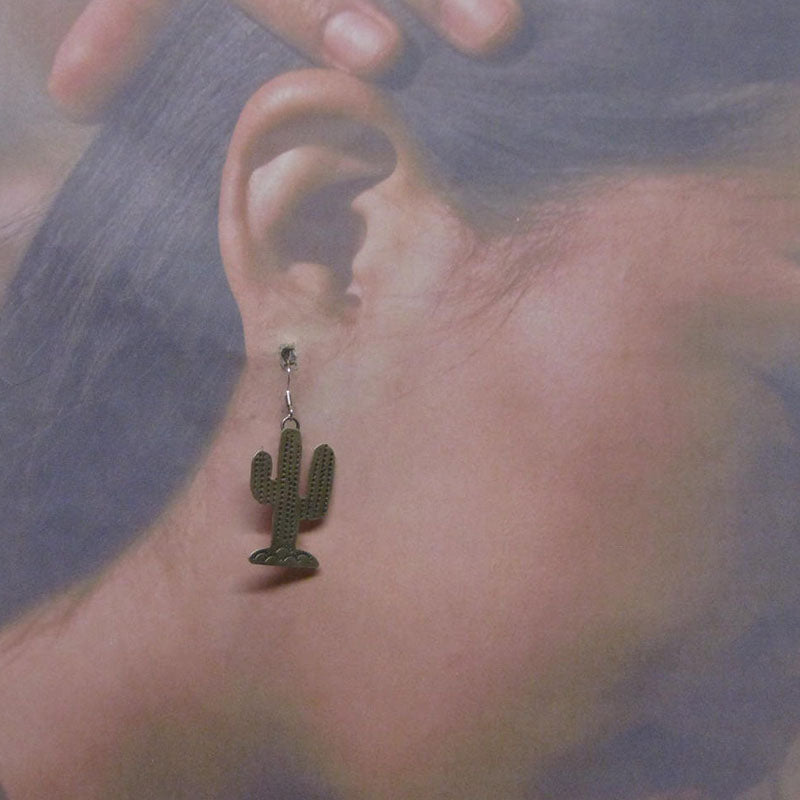 納瓦霍族銀色仙人掌耳環