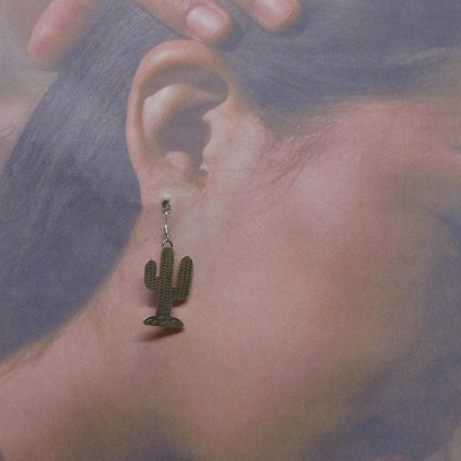 Silver Cactus earrings by Navajo