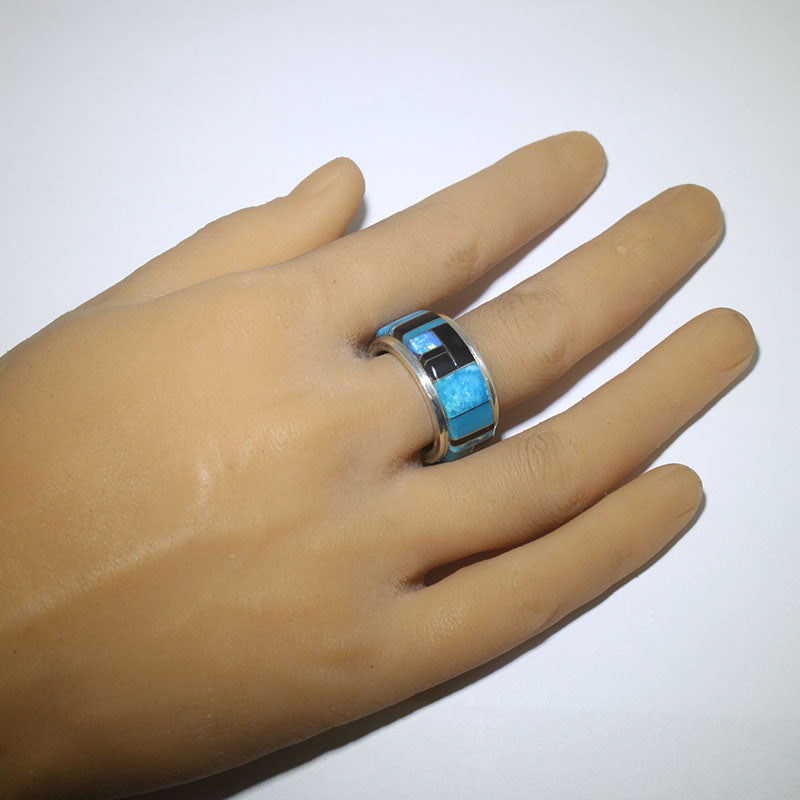 Bague avec incrustation par Herman Smith Jr taille 10