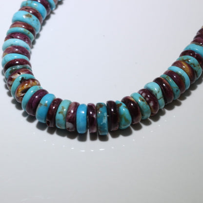 Purple spiny and turqouise necklace