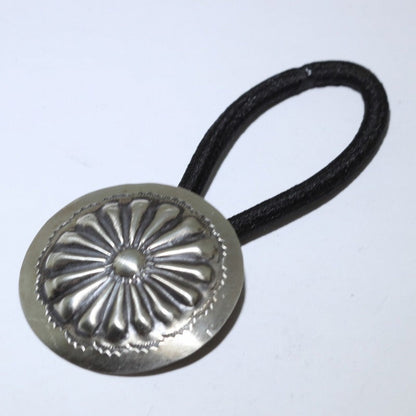 Silver concho hair tie holder