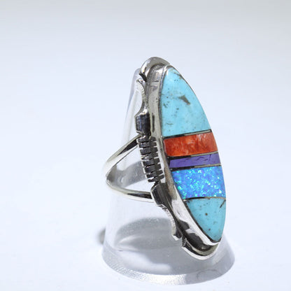 Bague en argent incrustée multicolore