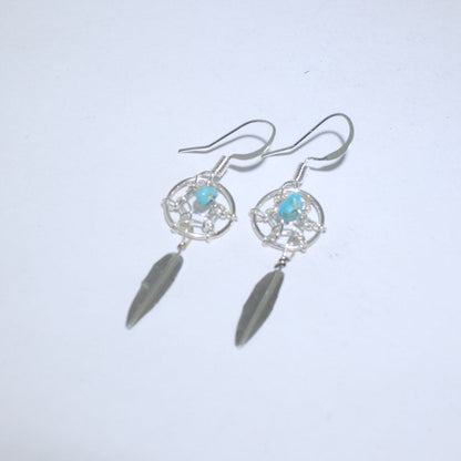 Sliver Dream catcher earrings by Navajo