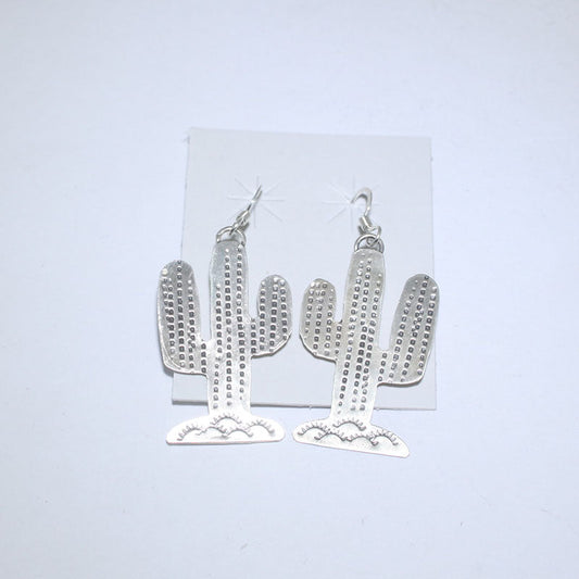 Silberne Kaktus-Ohrringe von Navajo