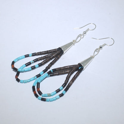 Heishi beaded earrings by Navajo