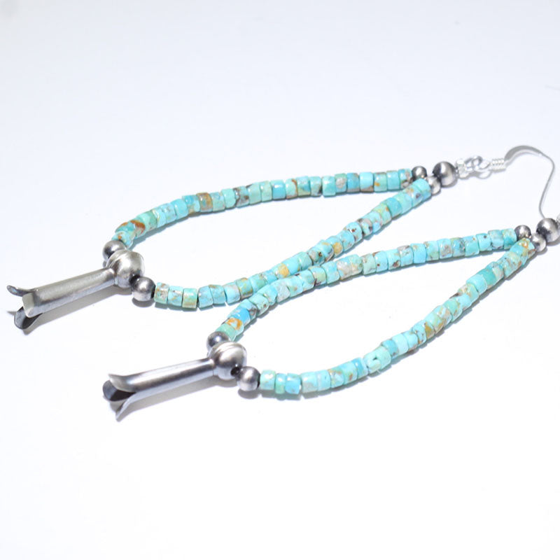 Turquoise Bead Earrings by Navajo