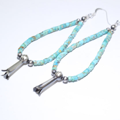 Turquoise Bead Earrings by Navajo