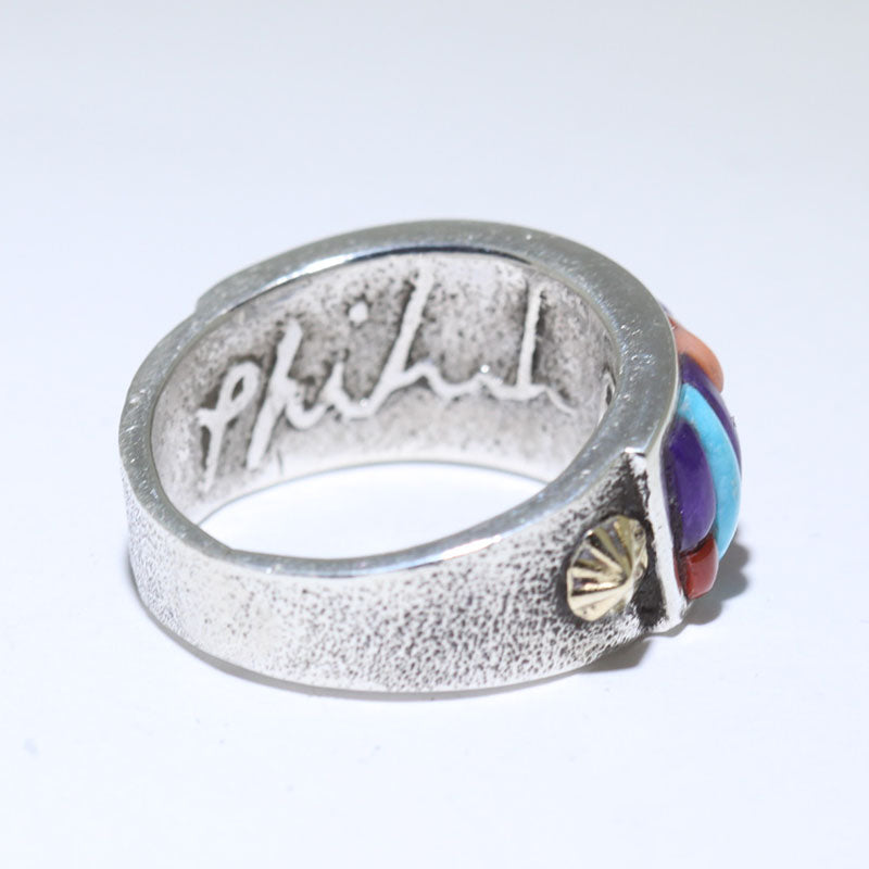 Cincin Inlay dengan 18K oleh Philander Begay ukuran 12