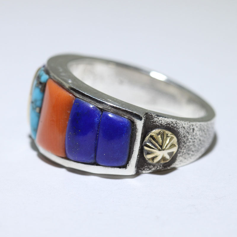 Cincin Inlay dengan 18K oleh Philander Begay saiz 11