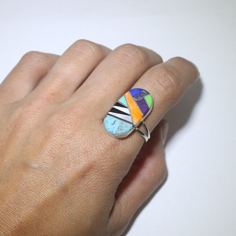 Cincin Inlay oleh Navajo saiz 8.5