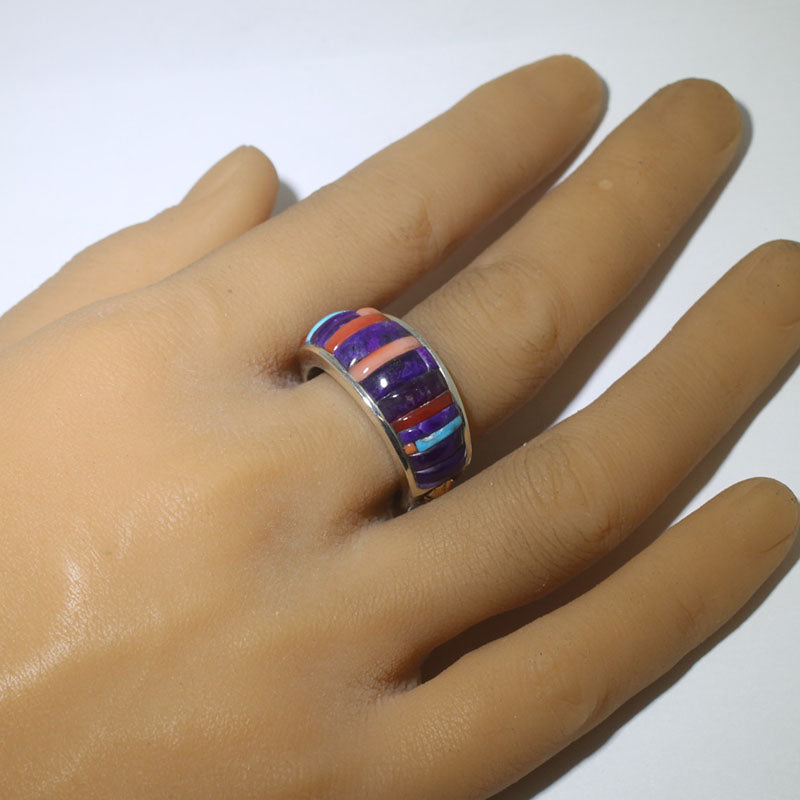 Cincin Inlay dengan 18K oleh Philander Begay saiz 12