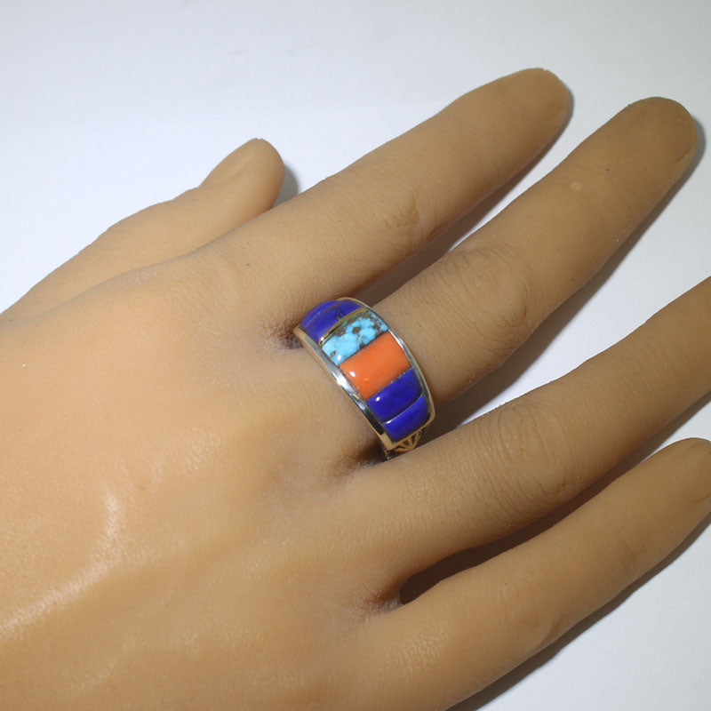 Cincin Inlay dengan 18K oleh Philander Begay saiz 11