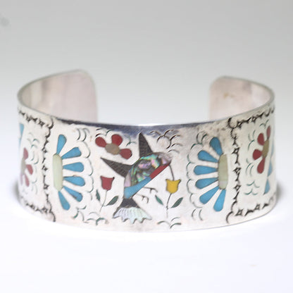 Bracciale con intarsi di Zuni 5-1/4"