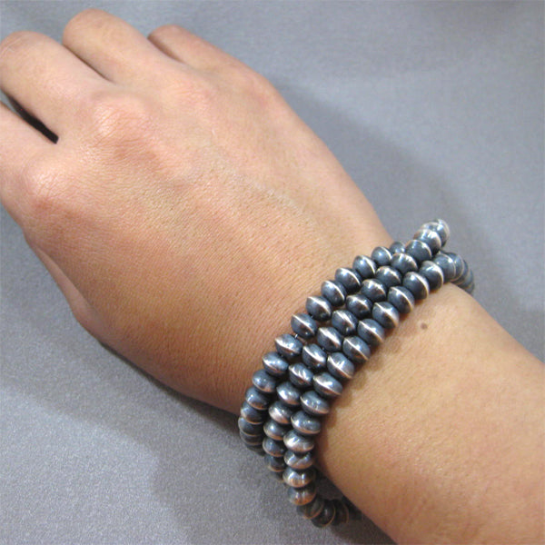 淡水真珠/ナバホパールブレスレット 3.0-3.5mm 四つ編み仕様 ミサンガ