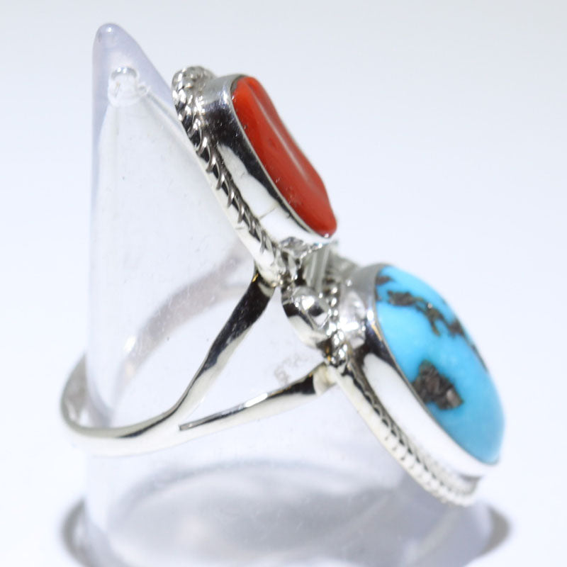 Anello Corallo/Turchese dei Navajo