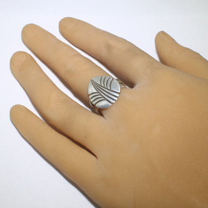 Silver Leaf Ring by Steve Yellowhorse- 9