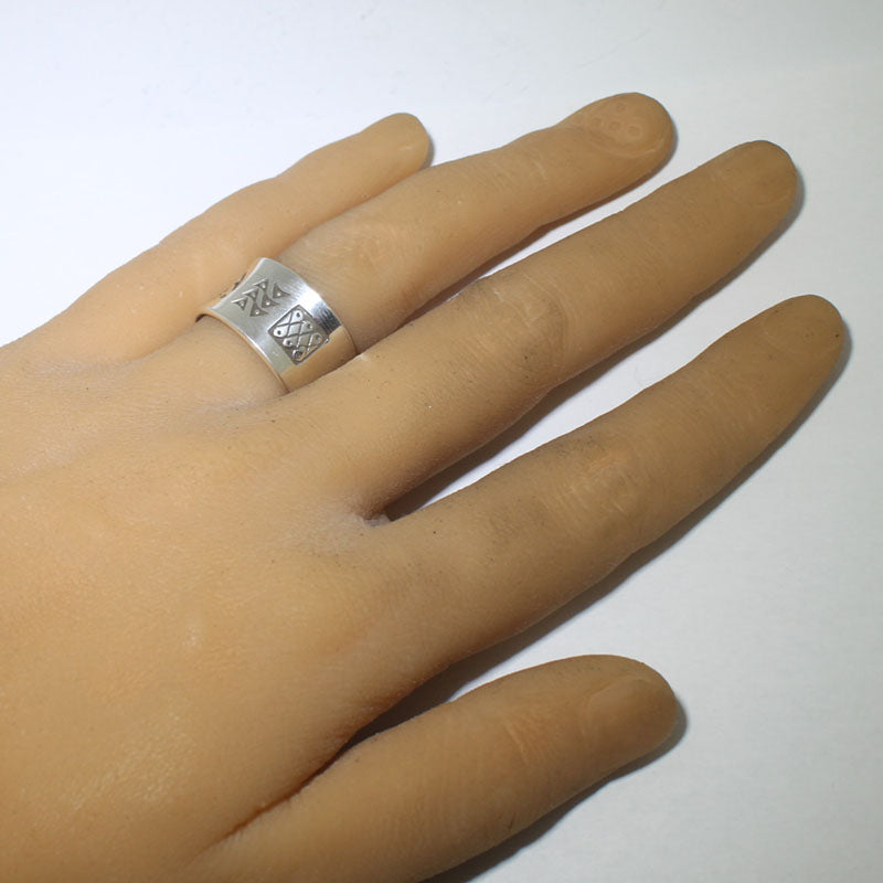 Silver Ring by Norbert Peshlakai- 9.5