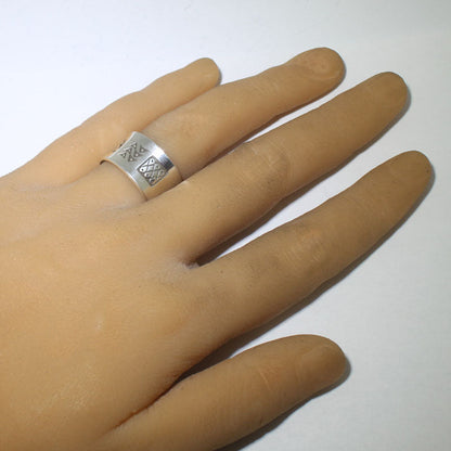 Silver Ring by Norbert Peshlakai- 9.5