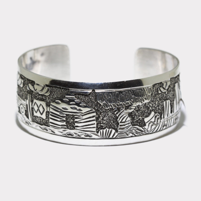 Silver stamp bracelet by Navajo